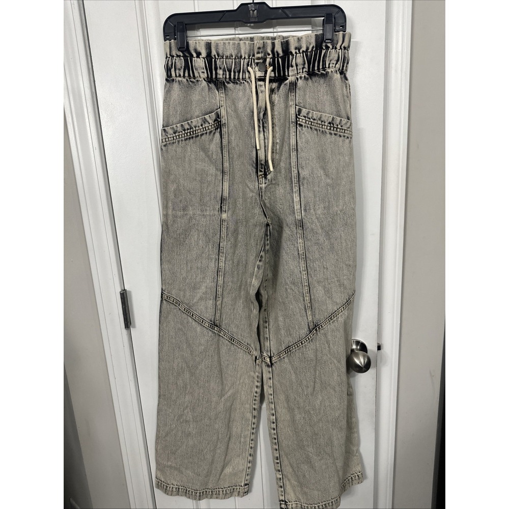 Sea New York Acid Wash Paper Bag High Waist‎ Drawstring Retro Jeans NWT. Size 4.